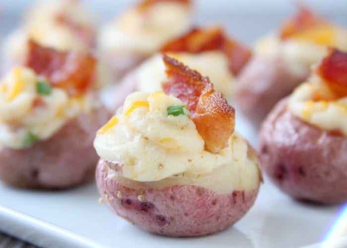 Twice Baked Potato Bites on a serving tray