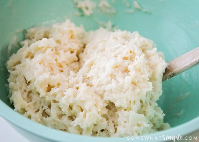 Mixing the ingredients in a bowl