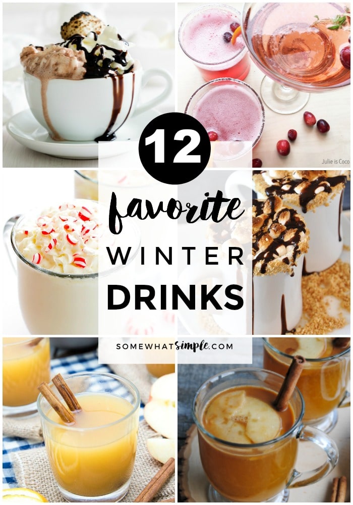 These EASY Winter Drinks will keep you warm and happy all winter long! From caramel apple cider to gingerbread hot chocolate, there's something for everyone. #winterdrinks #drinkrecipe #chocolate #cider #easyrecipe via @somewhatsimple