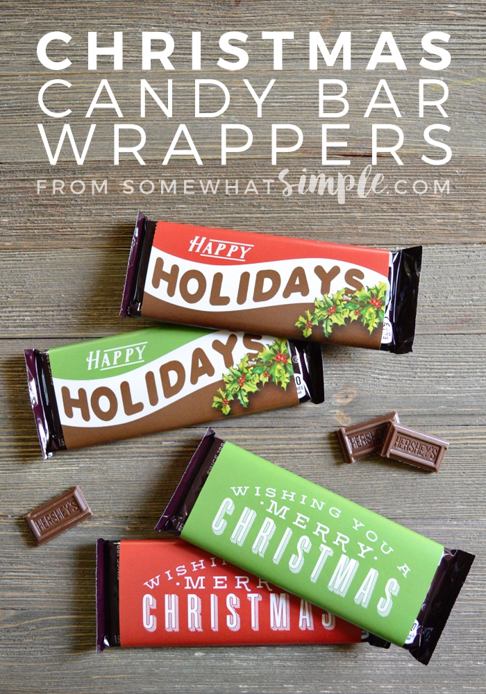 These Christmas Candy Bar Wrappers make a simple gift you can make in just minutes! via @somewhatsimple