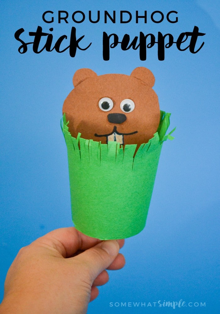 Groundhog Stick Puppet Craft - Somewhat Simple