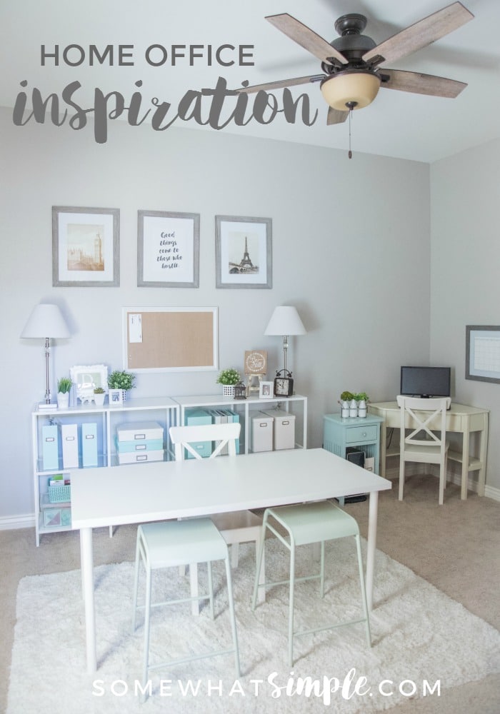 A peek inside a simple home office with links to all sources if you'd like to recreate a similar space of your own! via @somewhatsimple