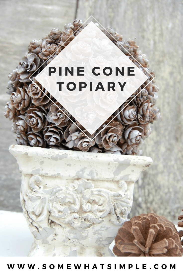 A pinecone topiary is a beautiful, simple craft that requires little artistic talent or expensive supplies. Learn how to make your own pinecone topiary here. via @somewhatsimple