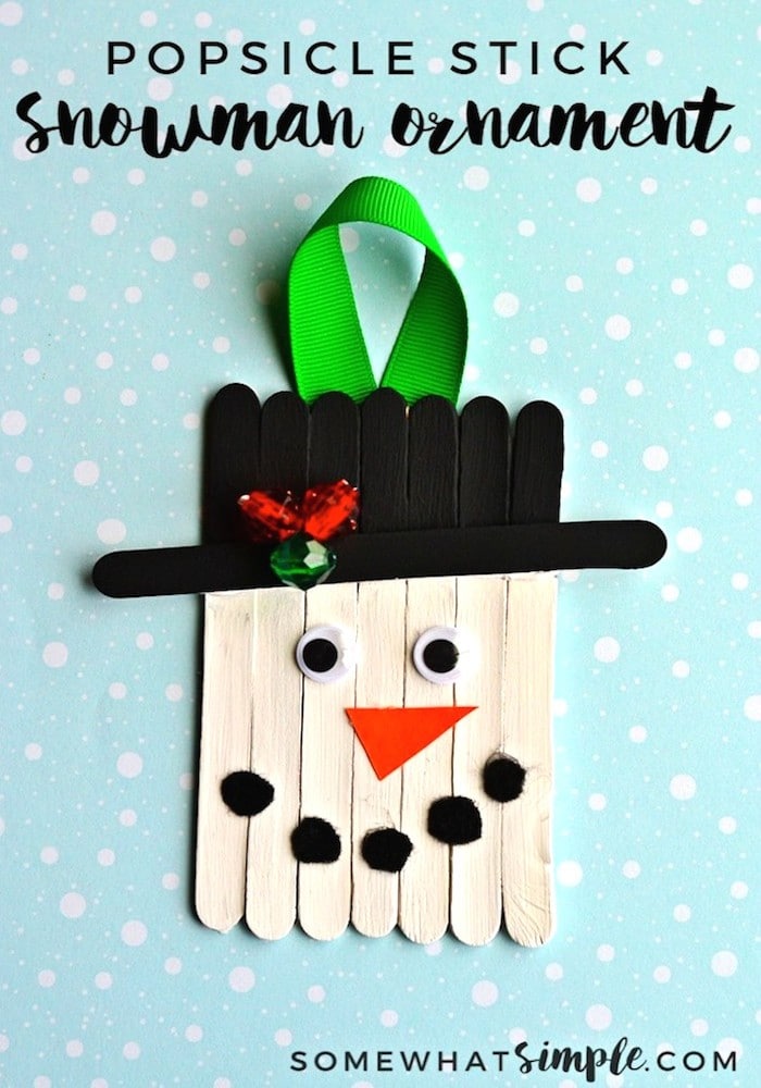 Easy Popsicle Stick Snowman Ornament Craft - Somewhat Simple