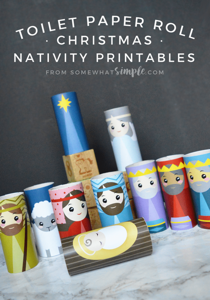 The kids will love creating this Toilet Paper Roll Nativity craft! Such a simple, fun, and darling way to display the Christmas Nativity! This Christmas craft is really easy to put together and perfect for the kids to play with during the holiday season. via @somewhatsimple