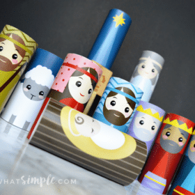 a full Christmas toilet paper roll nativity craft set