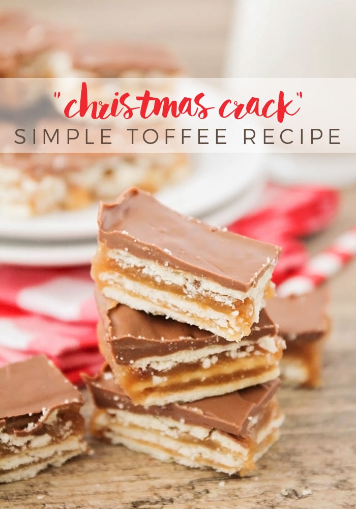 Christmas crack toffee is a simple recipe that is one of my family's favorite Christmas treats! Made with club crackers, brown sugar and chocolate, this salty sweet dessert is addictingly delicious! These easy toffee recipe will quickly become your favorite toffee recipe this holiday season. via @somewhatsimple