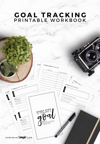 Printable Goal Journal - Goal Tracker Workbook - Somewhat Simple