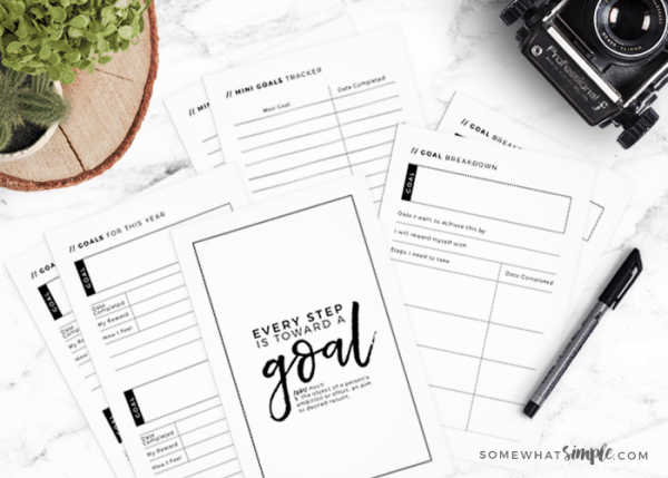 Printable Goal Journal - Goal Tracker Workbook - Somewhat Simple