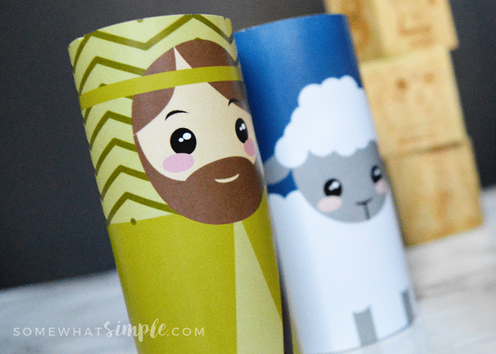 a shepherd and sheep toilet paper roll Christmas craft