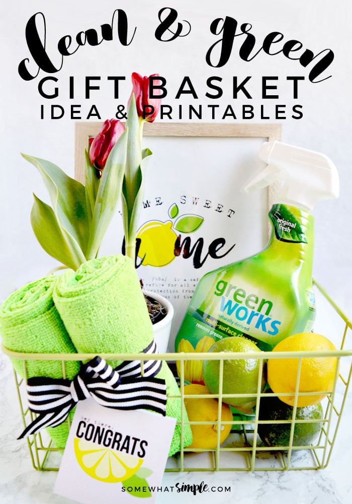 Clean and Green Gift Basket Idea and Printables via @somewhatsimple