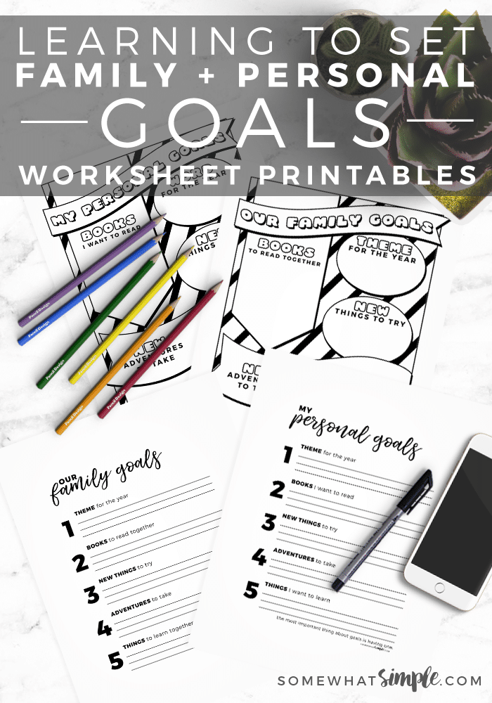 Family + Personal Goals Worksheet Printables