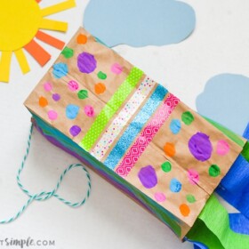 a colorful paper bag kite