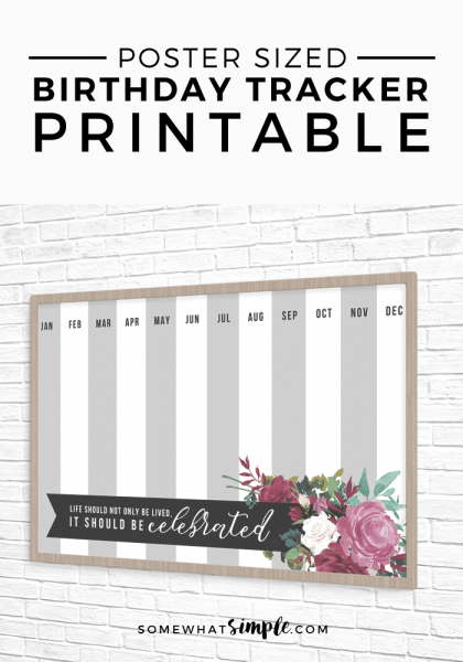 Big Birthday Calendar Printable - from SomewhatSimple.com