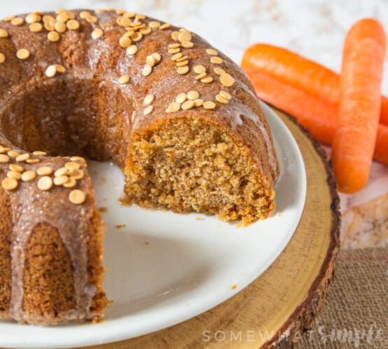 A super soft and flavourful Carrot Bundt Cake topped with a sweet glaze; perfect with your afternoon coffee or just because you fancy cake!