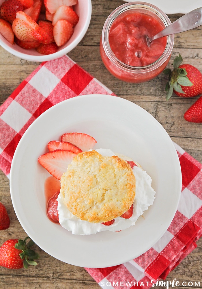Simple Strawberry Shortcake made with sweet biscuits