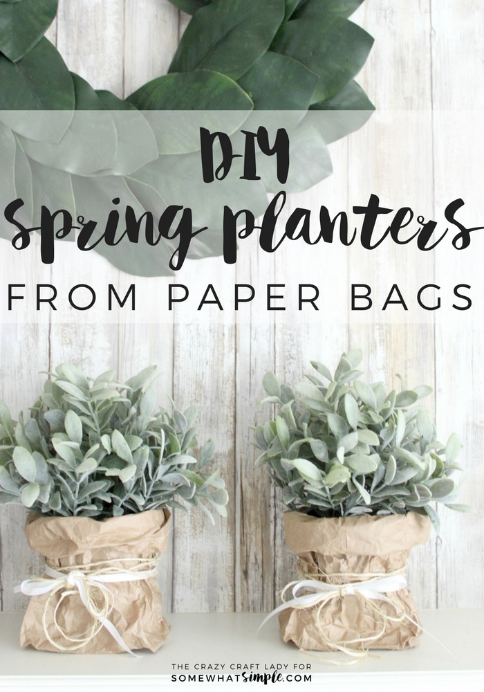 Follow this tutorial to learn how to make super simple spring paper bag planters. This tutorial is perfect for spring flowers, bulbs and plants! via @somewhatsimple