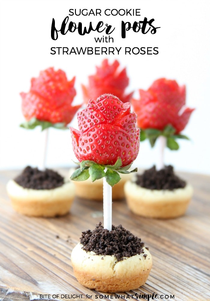 Sugar Cookie Flower Pots with Strawberry Roses | Easy Treat Recipe 