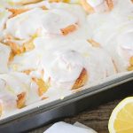 pan filled with lemon sweet rolls