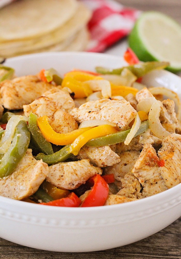 Sheet Pan Chicken Fajitas in a bowl