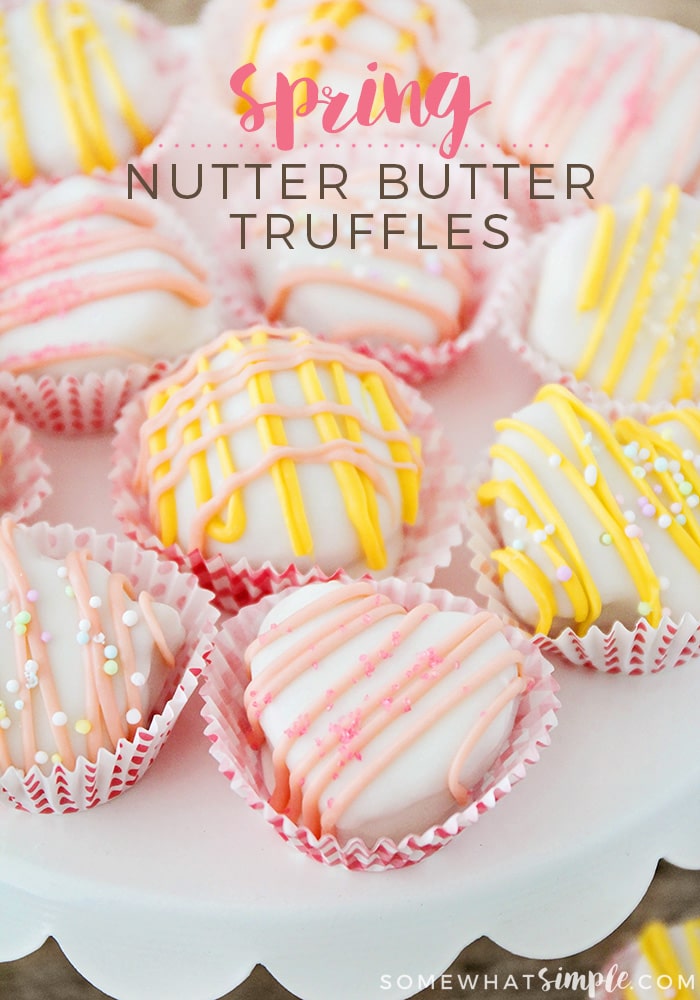 These Spring Nutter Butter Truffles are a fun, EASY recipe that uses just a few ingredients!! via @somewhatsimple