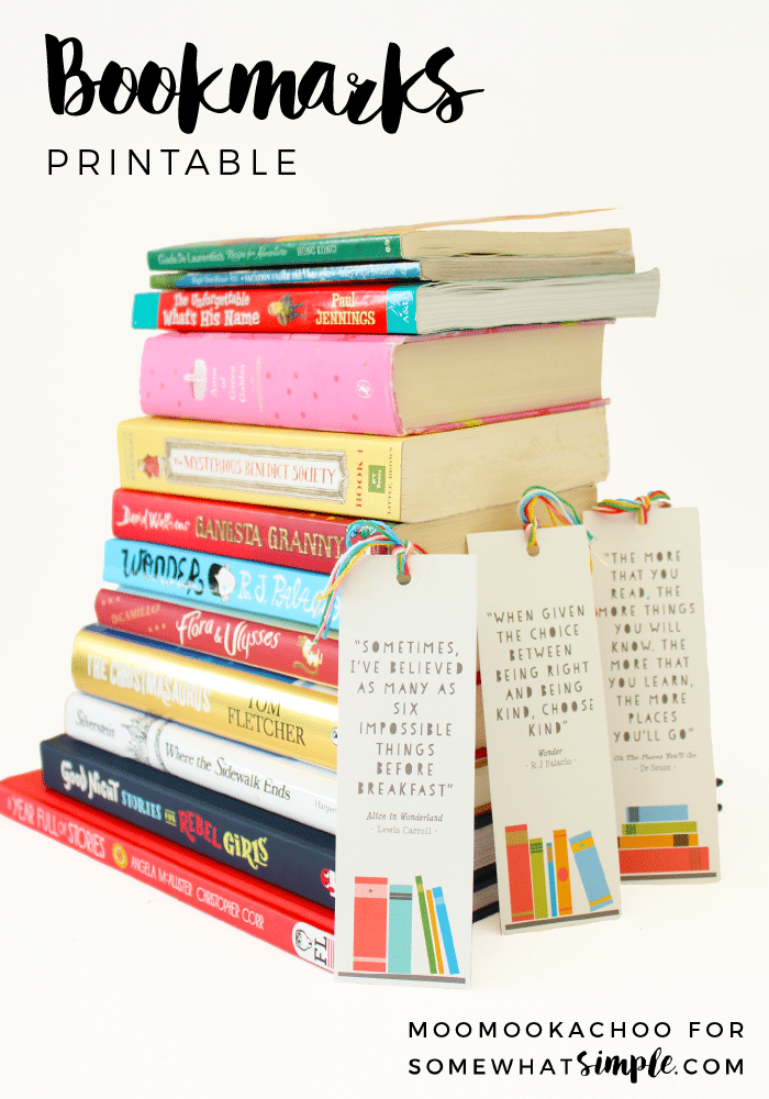 These cute printable bookmarks for kids include some of our favorite quotes from children's books. Inspire your kids to get their nose in a book! via @somewhatsimple