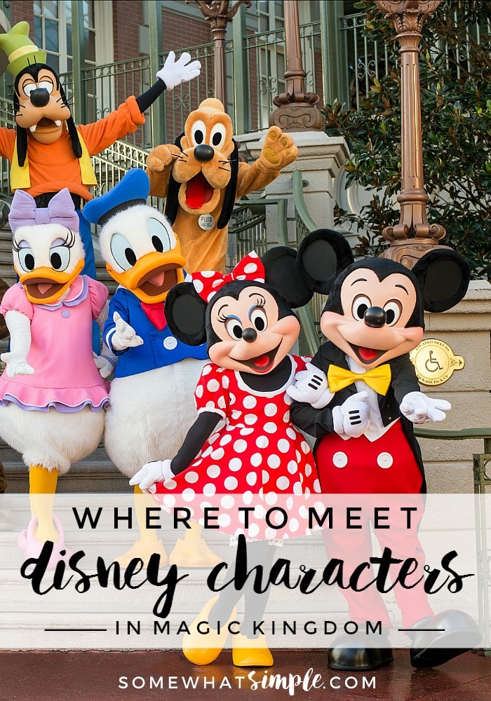 Meeting your favorite Disney characters doesn't have to be a wild goose chase! We'll show you exactly where to meet Disney characters so you can make the most of your time at Magic Kingdom. #wheretomeetdisneycharacters #wheretofinddisneycharacters #disneyworldcharacters #magickingdomcharacters via @somewhatsimple