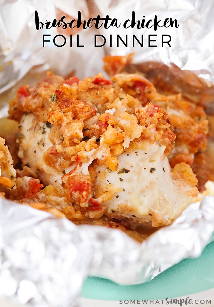 This Italian-inspired Bruschetta Chicken is made with chicken, tomatoes, and stuffing mix. It’s a quick and easy kid-friendly recipe that is totally delicious! via @somewhatsimple