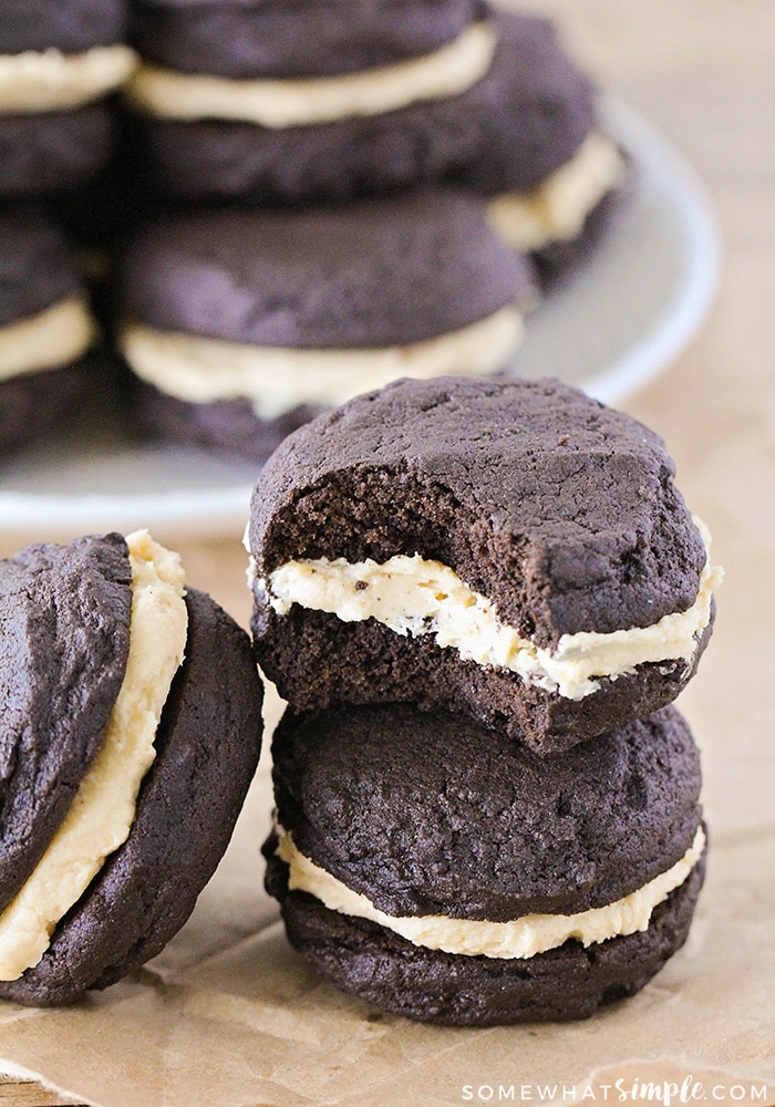 These sweet and rich chocolate peanut butter sandwich cookies are the perfect indulgent treat to satisfy that sweet tooth!