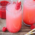 2 glasses of raspberry lemonade