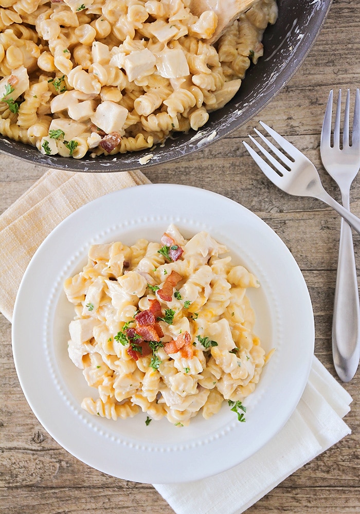 This delicious chicken bacon ranch pasta is ready in just 15 minutes and so easy to make! Plus, check out our three favorite tips to make mealtime easier!