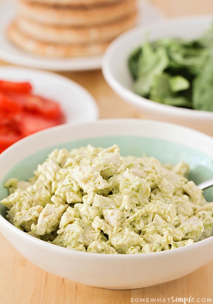 This pesto chicken salad sandwich recipe is so simple and easy to make, and healthy too. It's the perfect make-ahead lunch for a busy day!