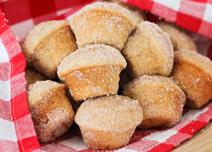 a basket of cinnamon apple muffins