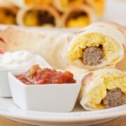 breakfast taquitos filled with eggs and sausage