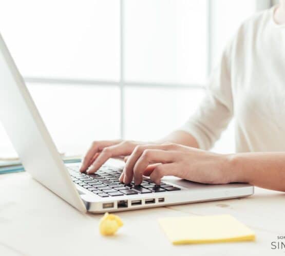 woman blogging at the computer