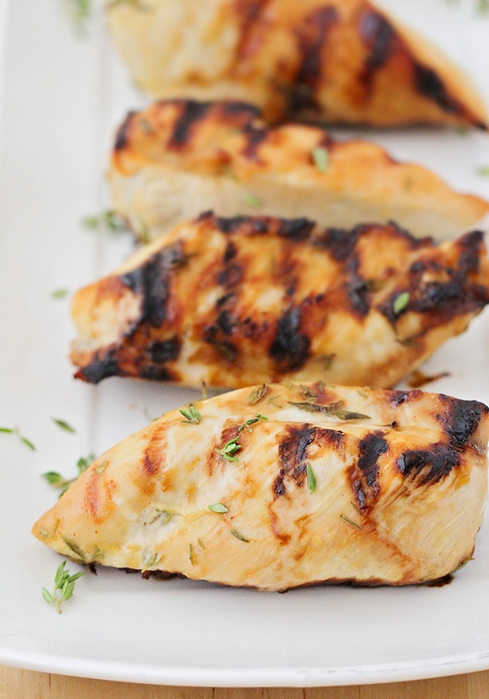 This delicious grilled maple dijon chicken is so juicy and flavorful! It has only five ingredients, and is simple and quick to make! 