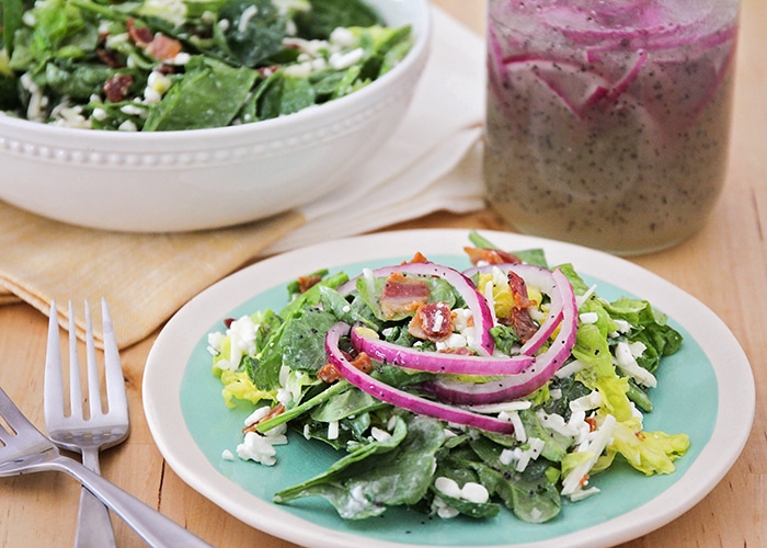 Summer Spinach Salad with a poppy seed vinaigrette