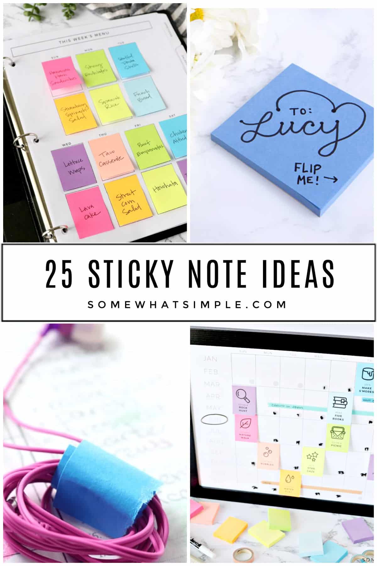 Sticky squares of paper can serve as more than just a temporary place to jot down a note. Here are 25 creative ways to use sticky notes. via @somewhatsimple