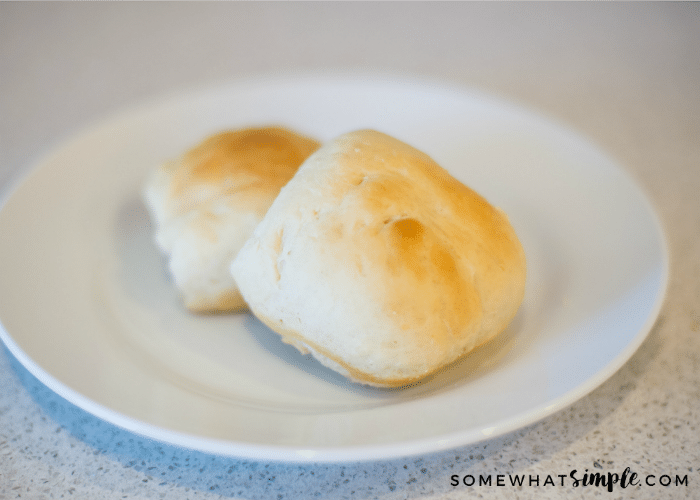 two 30 minute dinner rolls on a plate
