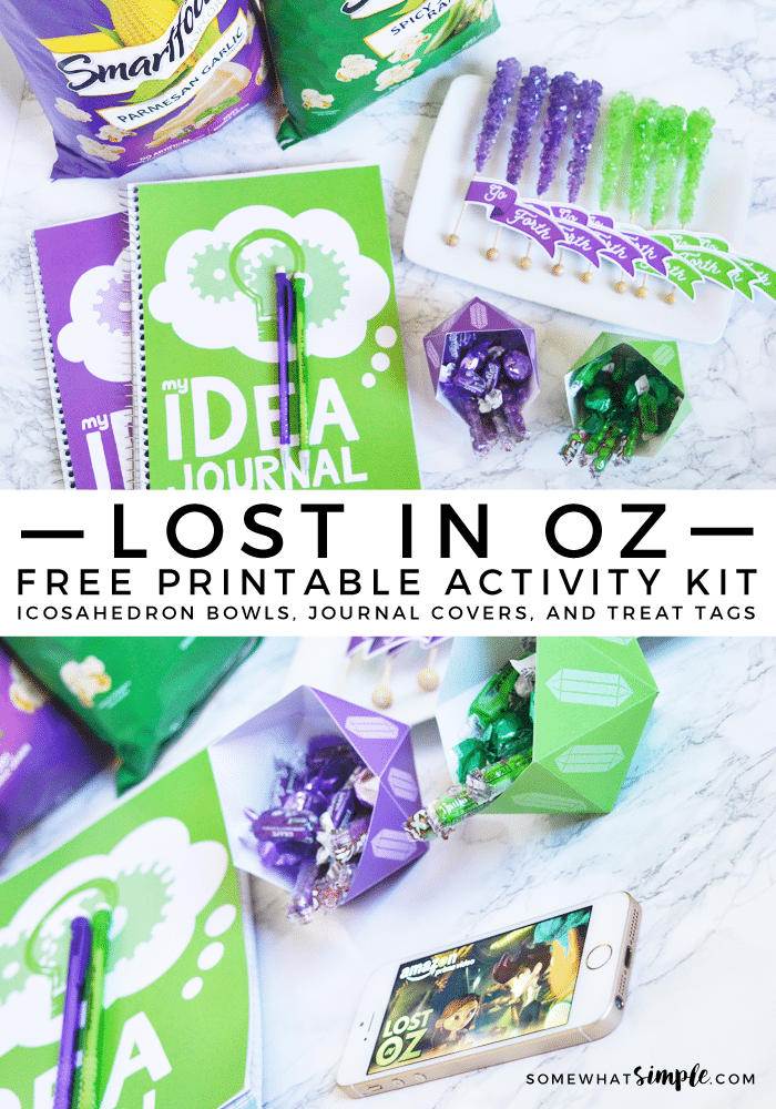 Inspire imaginations with our Free Printable Activity Kit, and Amazon's new series: Lost In Oz! Make geometric bowls, idea journals, and treat tags! via @somewhatsimple