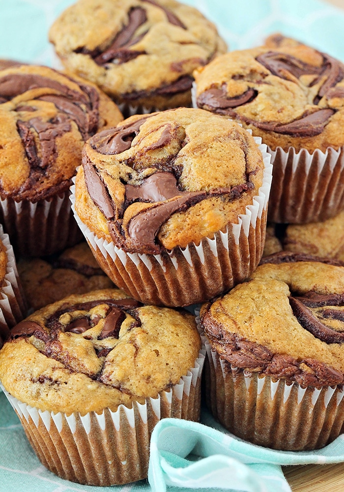 EASY Nutella Banana Muffins - Somewhat Simple