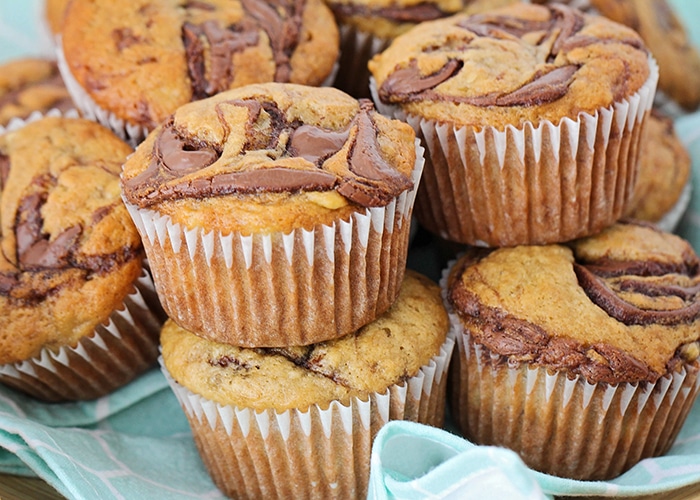 These tender and sweet nutella banana muffins are the perfect combination of two delicious flavors! They're so easy to make and so delicious too!