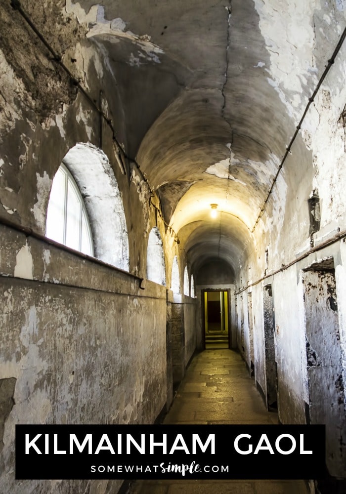 looking down a hallway in the Kilmainham Gaol prison