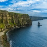 Looking down the coastline at the Cliffs of Moher in western Ireland
