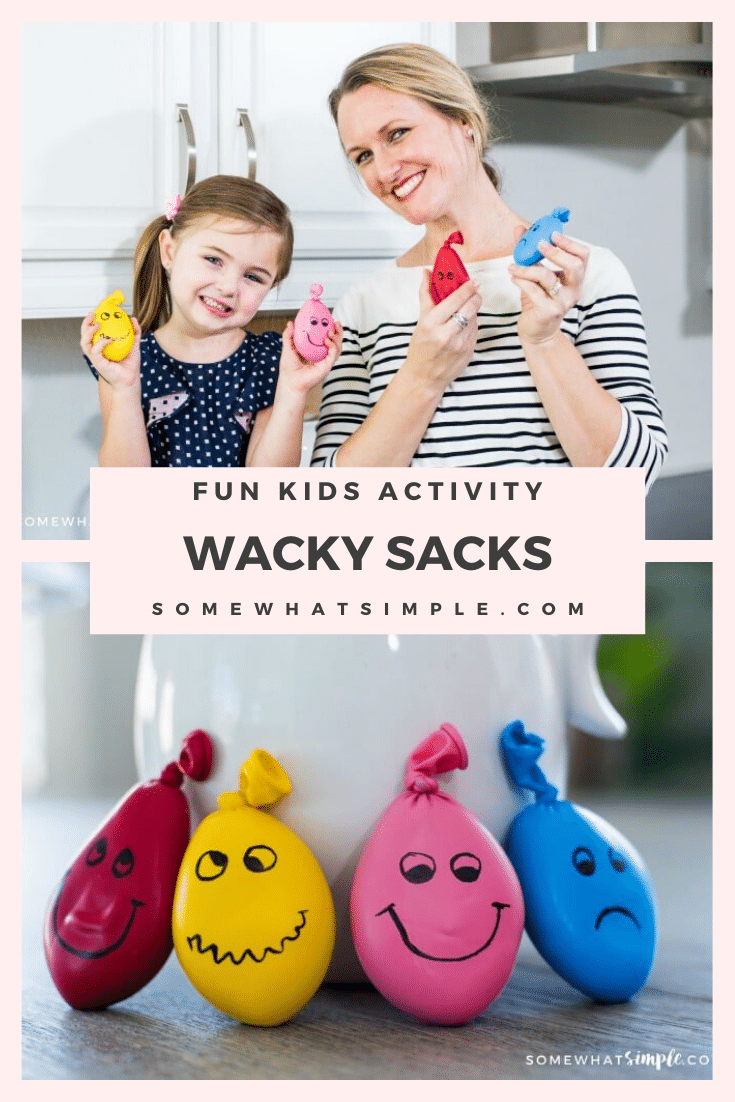 Wacky Sacks are DIY stress balls that are easy to make and provide my kids with HOURS of enjoyment!  These homemade stress balls are made using regular balloons and Play-Doh and are a fun project my kids always love to make. #howtomakeastressball #diystressball #homemadestressball #howtomakeastressballwithaballoon #stressballsforkids via @somewhatsimple
