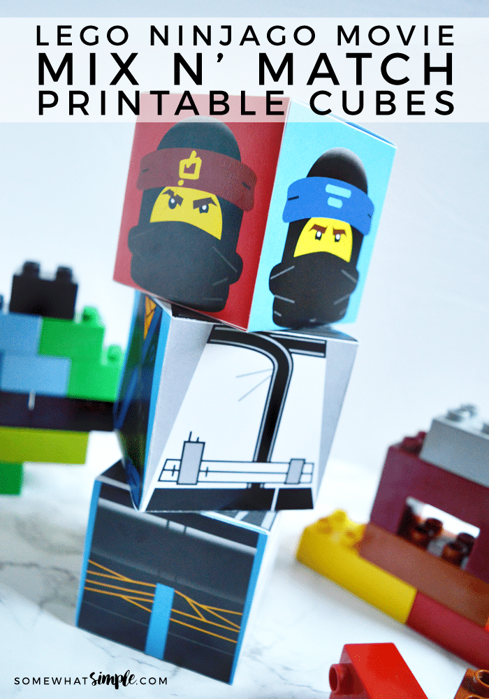 Calling all Lego NINJAGO fans! Download our Lego Ninjago Mix n' Match Cubes Printables and start building! Kids will love mixing and matching characters! via @somewhatsimple