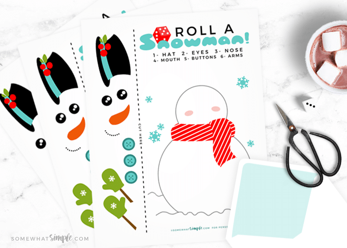 printable roll a snowman dice game for kids