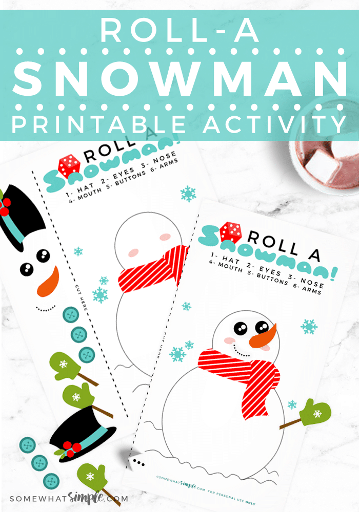 This roll a snowman dice game is the perfect game to play during the holidays. This printable Christmas game is perfect for players of all ages! It's really simple to make and even easier to play. Download your game pieces today and start having fun! via @somewhatsimple