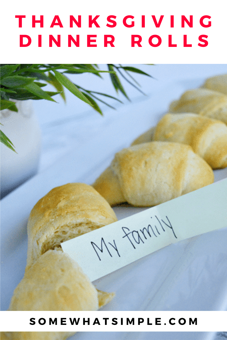 These Thankful Thanksgiving Rolls are a great way to share your gratitude this Thanksgiving! These rolls are super easy to make but the activity inside is what makes this dinner roll recipe memorable. via @somewhatsimple