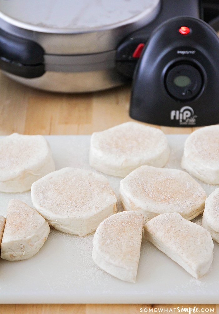 biscuit dough cut into pieces